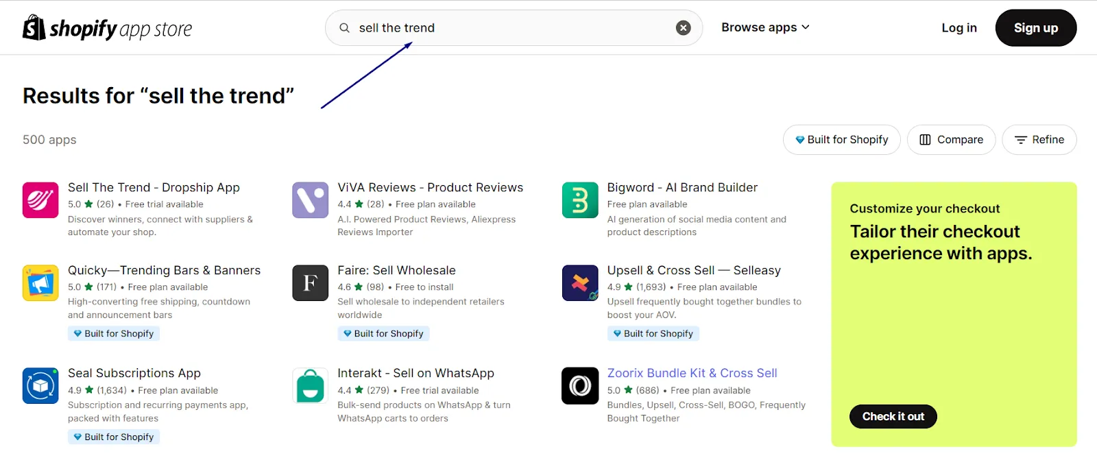 Install Sell the Trend app from the Shopify App Store